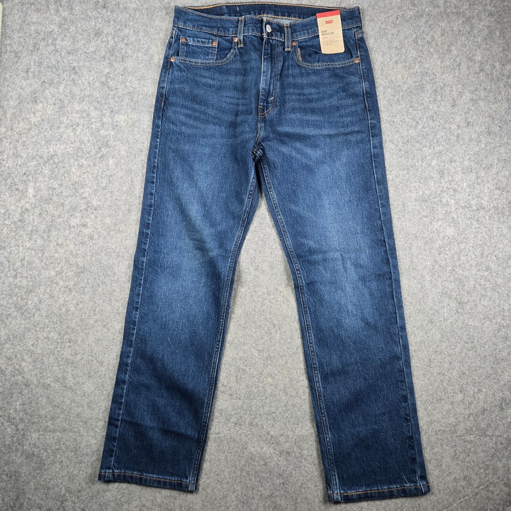 Levis 505 Regular Fit Jeans Mens 32x30 Blue Stretch Denim Straight Leg Pants